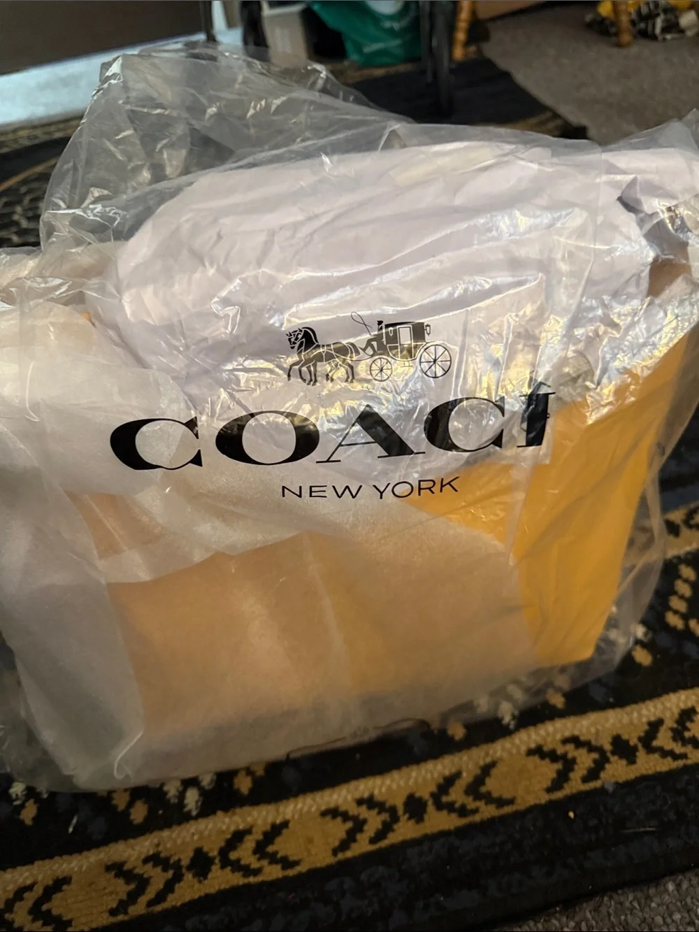 Coach Leather Tote in Mustard Yellow